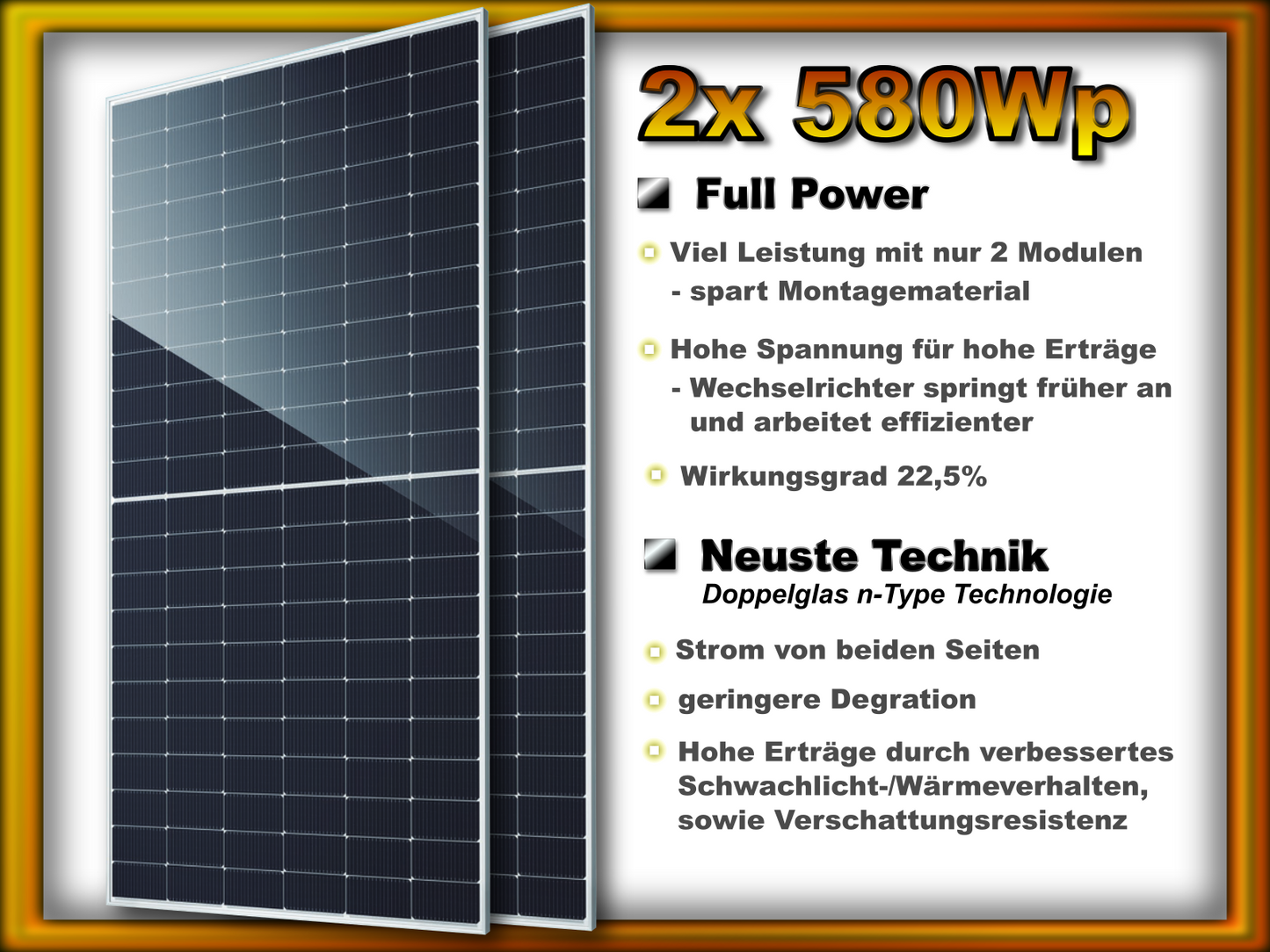 Balkonkraftwerk "Maximus" mit 2048Wh Speicher (1170Wp/800W)