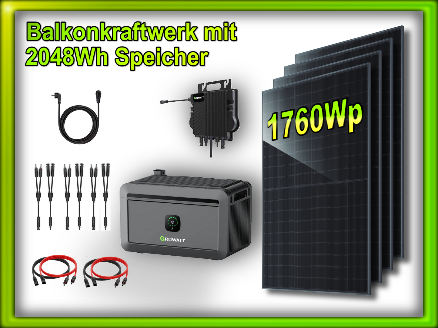 Balkonkraftwerk Tetra mit 2048Wh Speicher (1760Wp/800W)