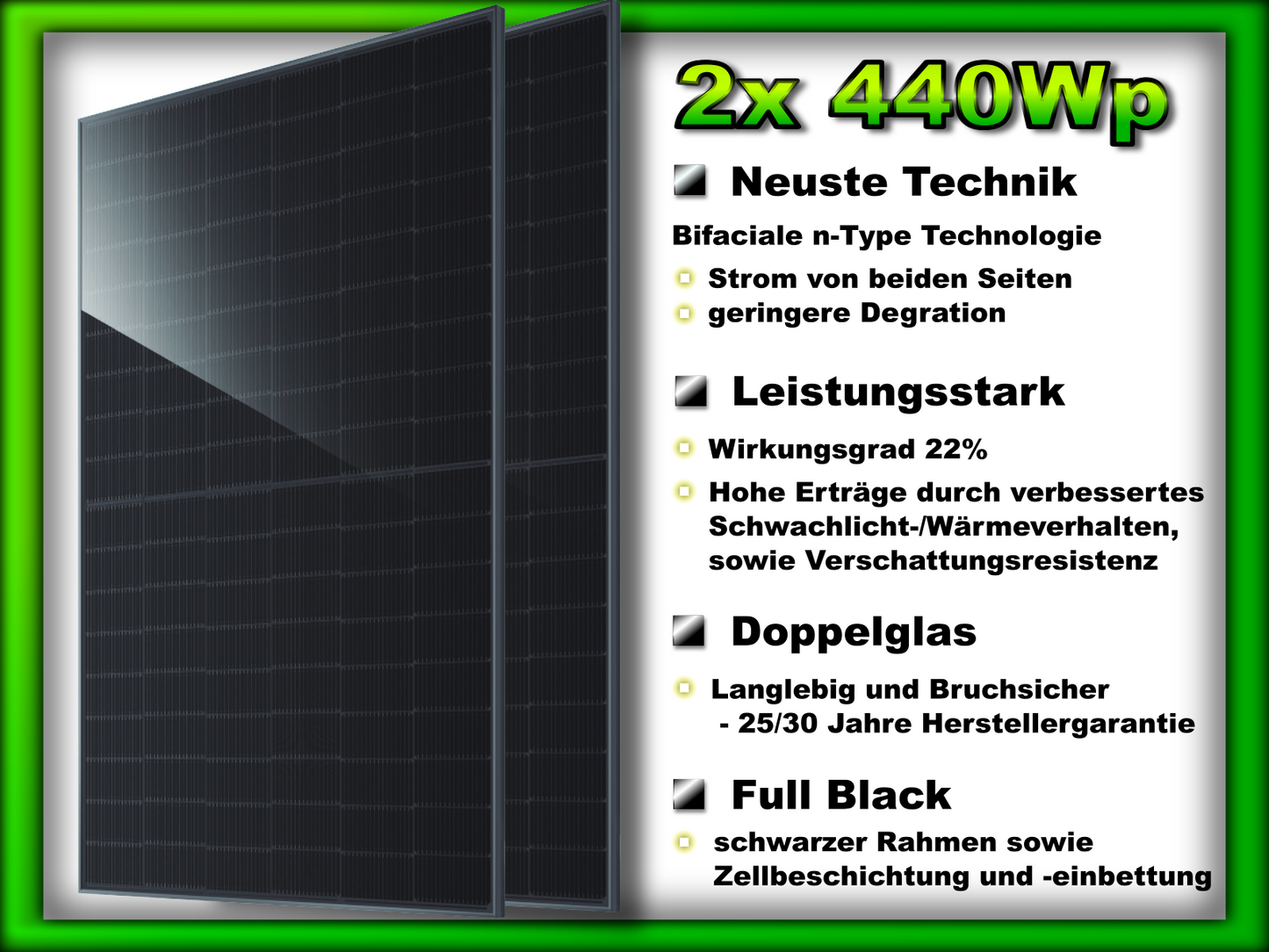Balkonkraftwerk "Duplex" mit 2048Wh Speicher (880Wp/800W)