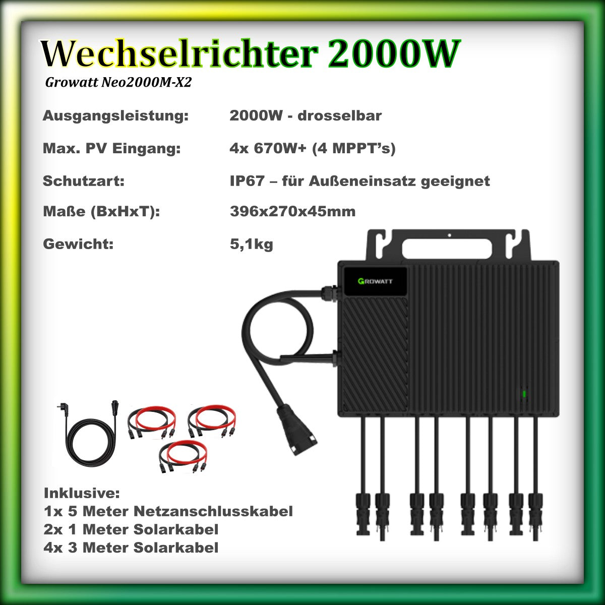 Balkonkraftwerk "Quadrant" XXL 2380/2000 Silver Frame