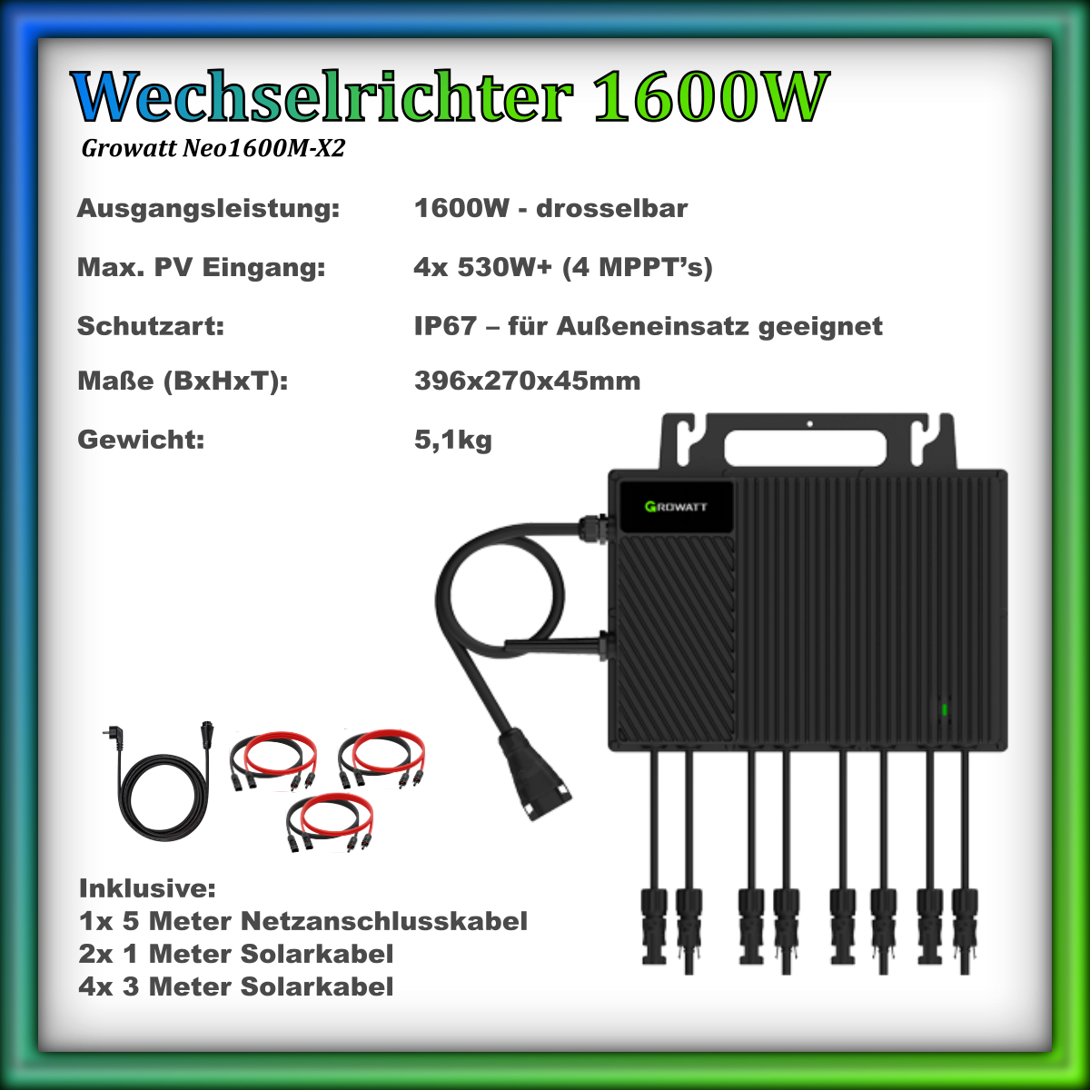 Balkonkraftwerk 1760er "Quadrant" Full Black (1760Wp/1600W)