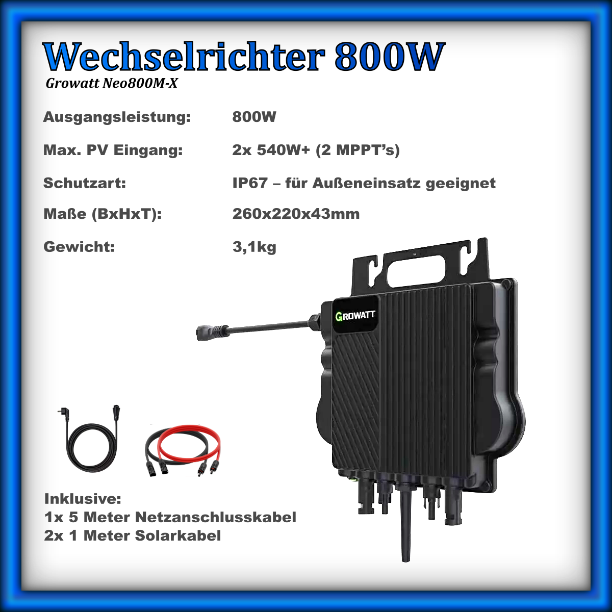 Balkonkraftwerk 880er "Duplex" Full Black Module (880Wp/800W)