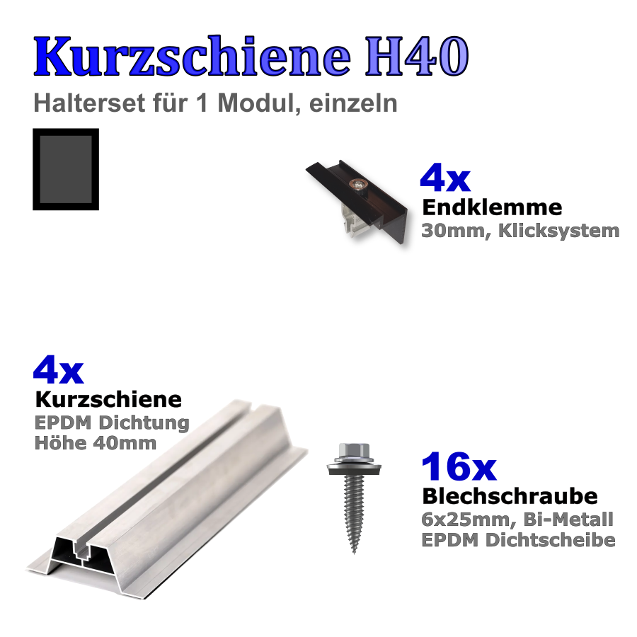 Haltersets Kurzschiene H40