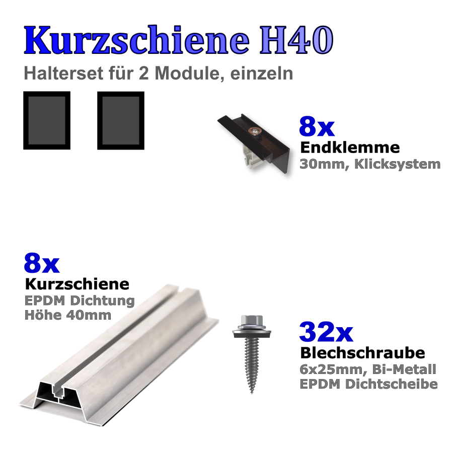 Haltersets Kurzschiene H40