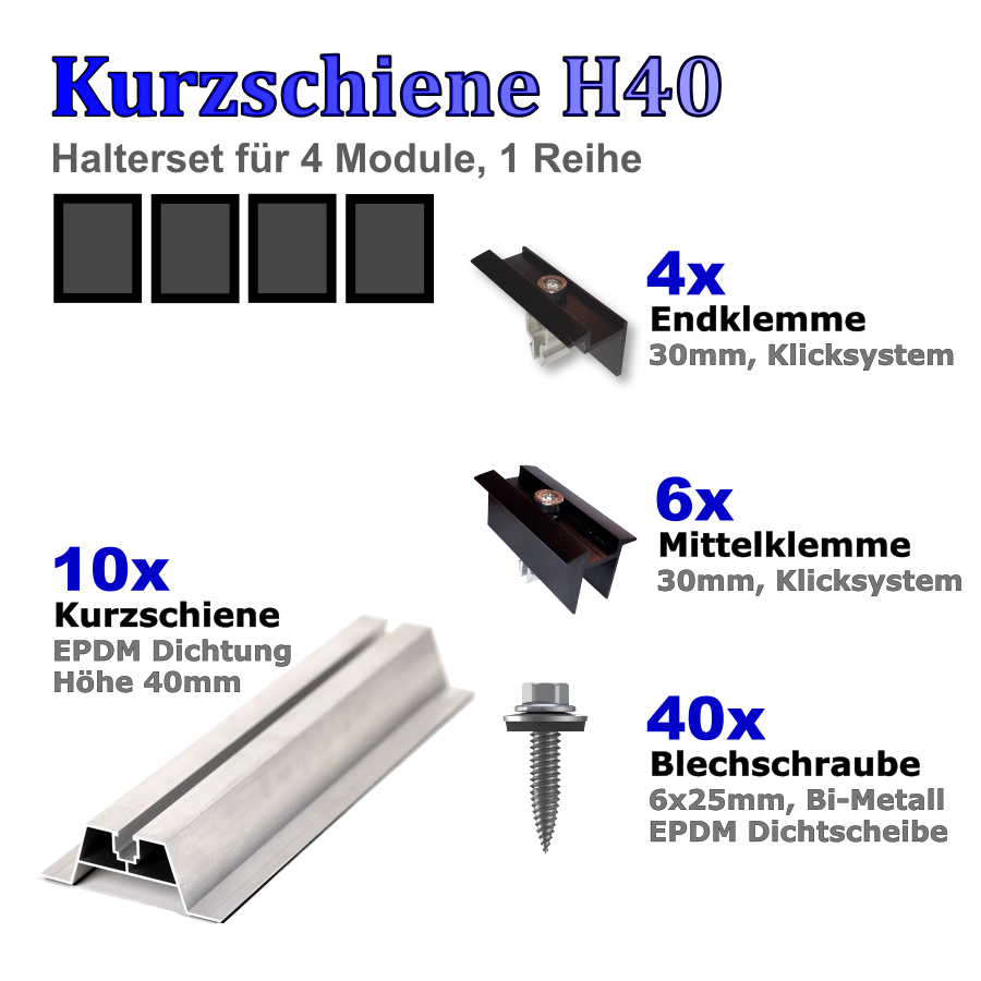 Haltersets Kurzschiene H40