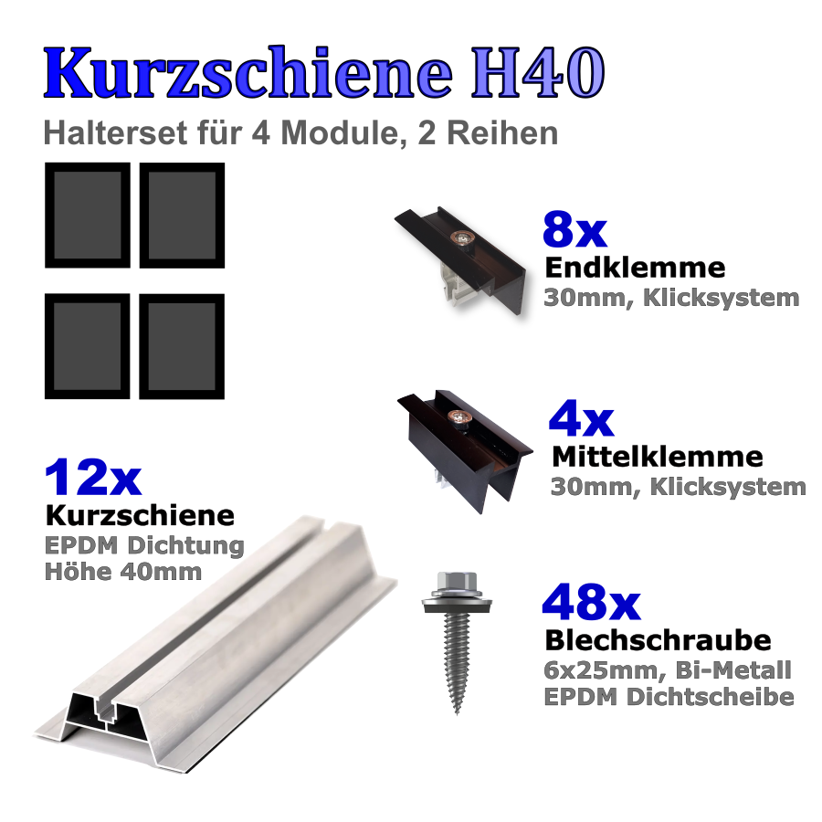 Haltersets Kurzschiene H40