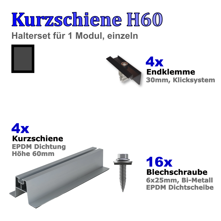 Haltersets Kurzschiene H60