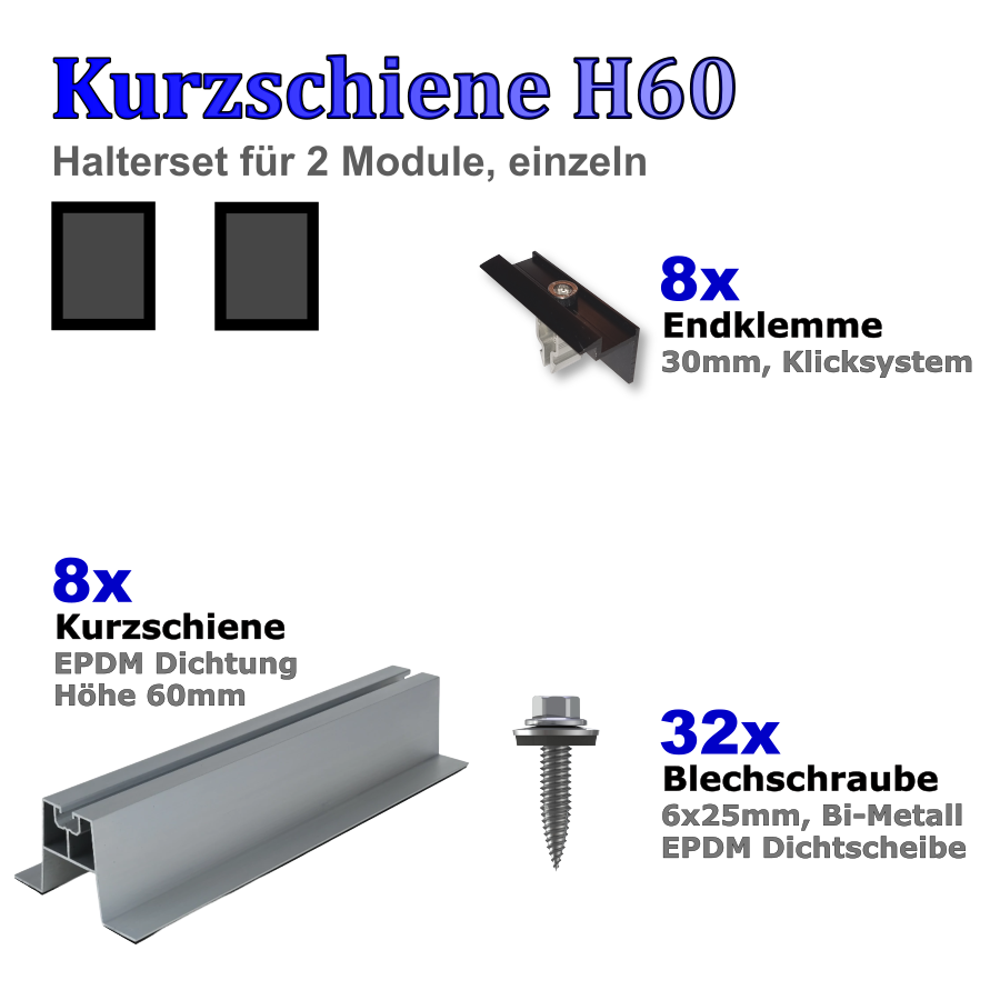 Haltersets Kurzschiene H60