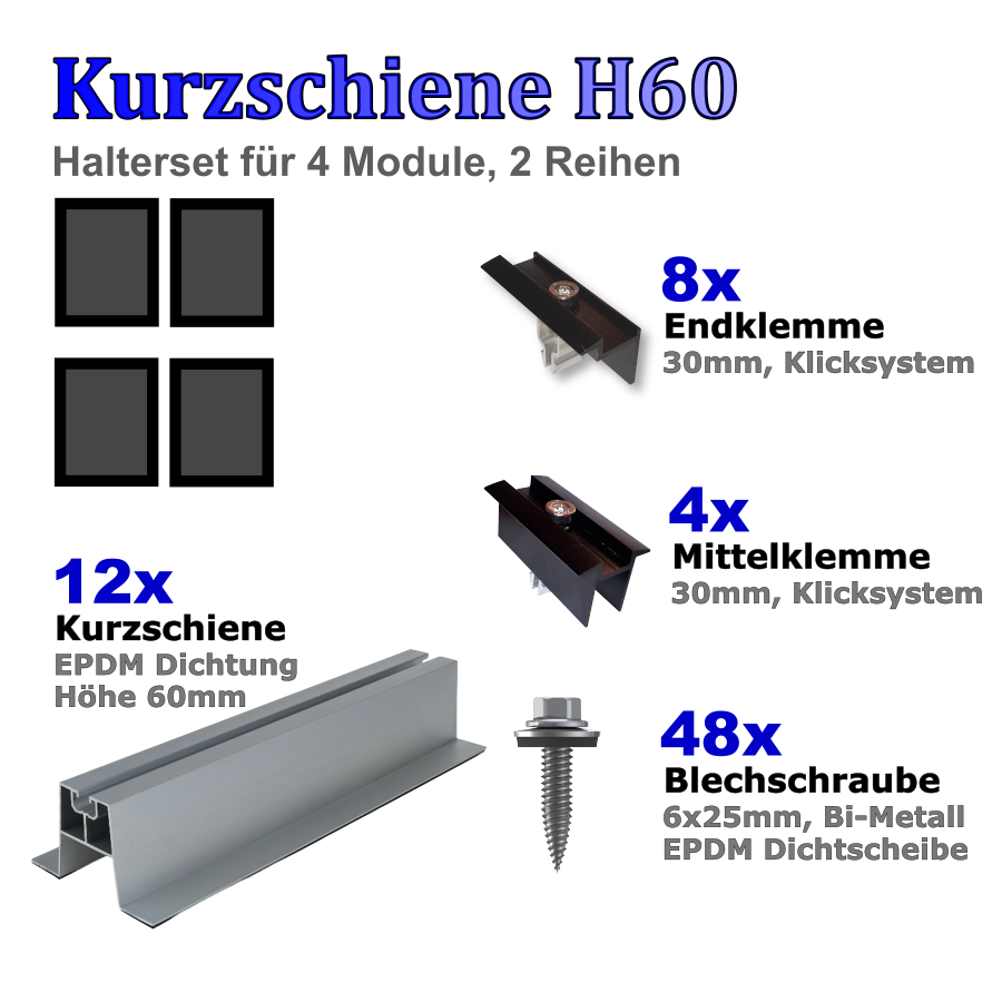Haltersets Kurzschiene H60