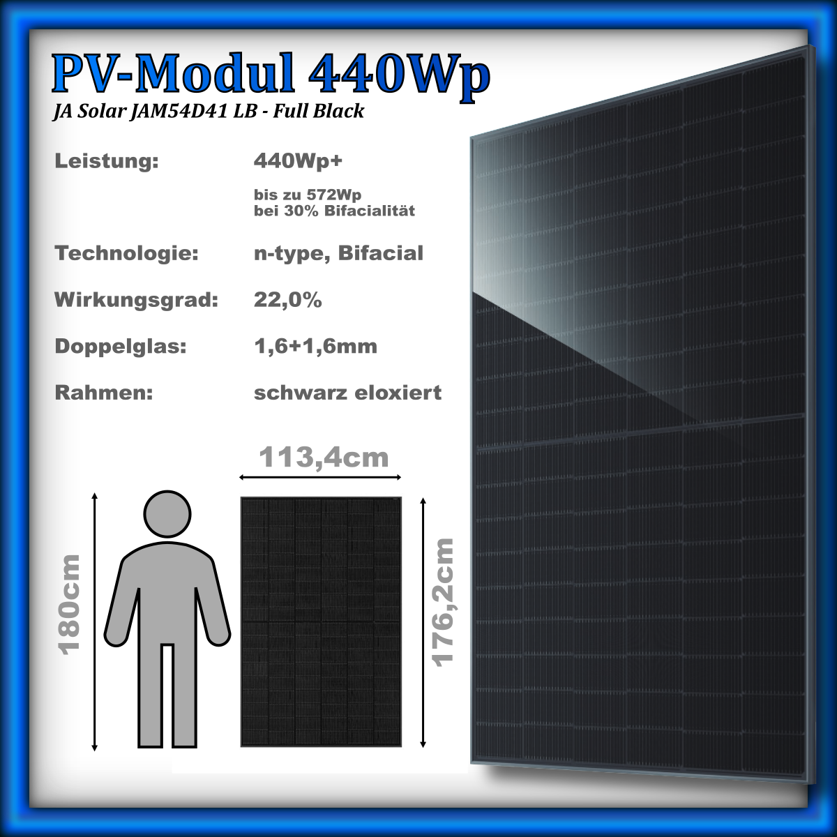 Balkonkraftwerk 880er "Duplex" Full Black Module (880Wp/800W)