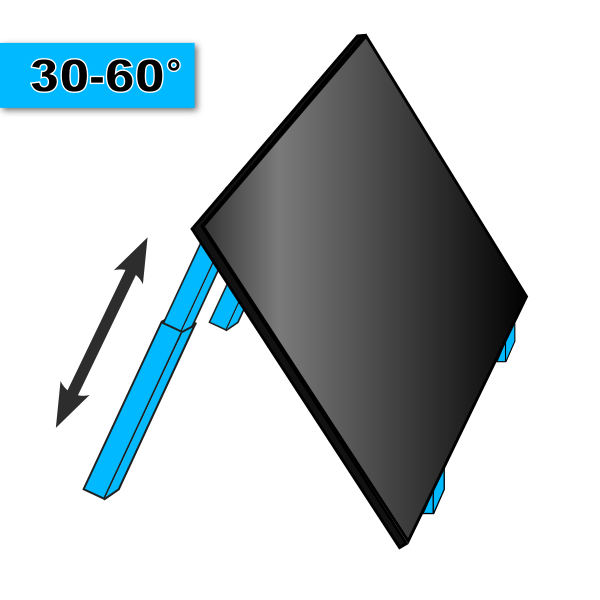 30-60° Teleskophalterung Flachdach oder Fassade