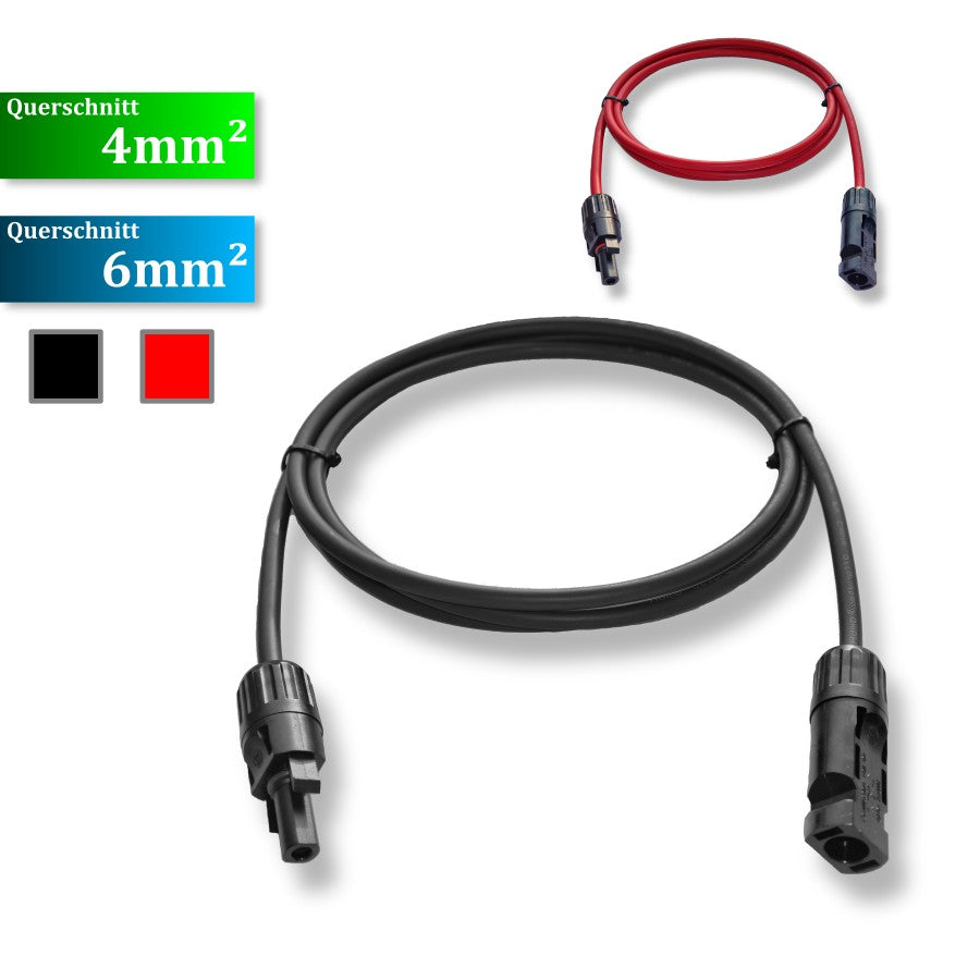 MC4 Solarkabel (Einzeln) mit Stecker, 4/6mm², 1-30 Meter