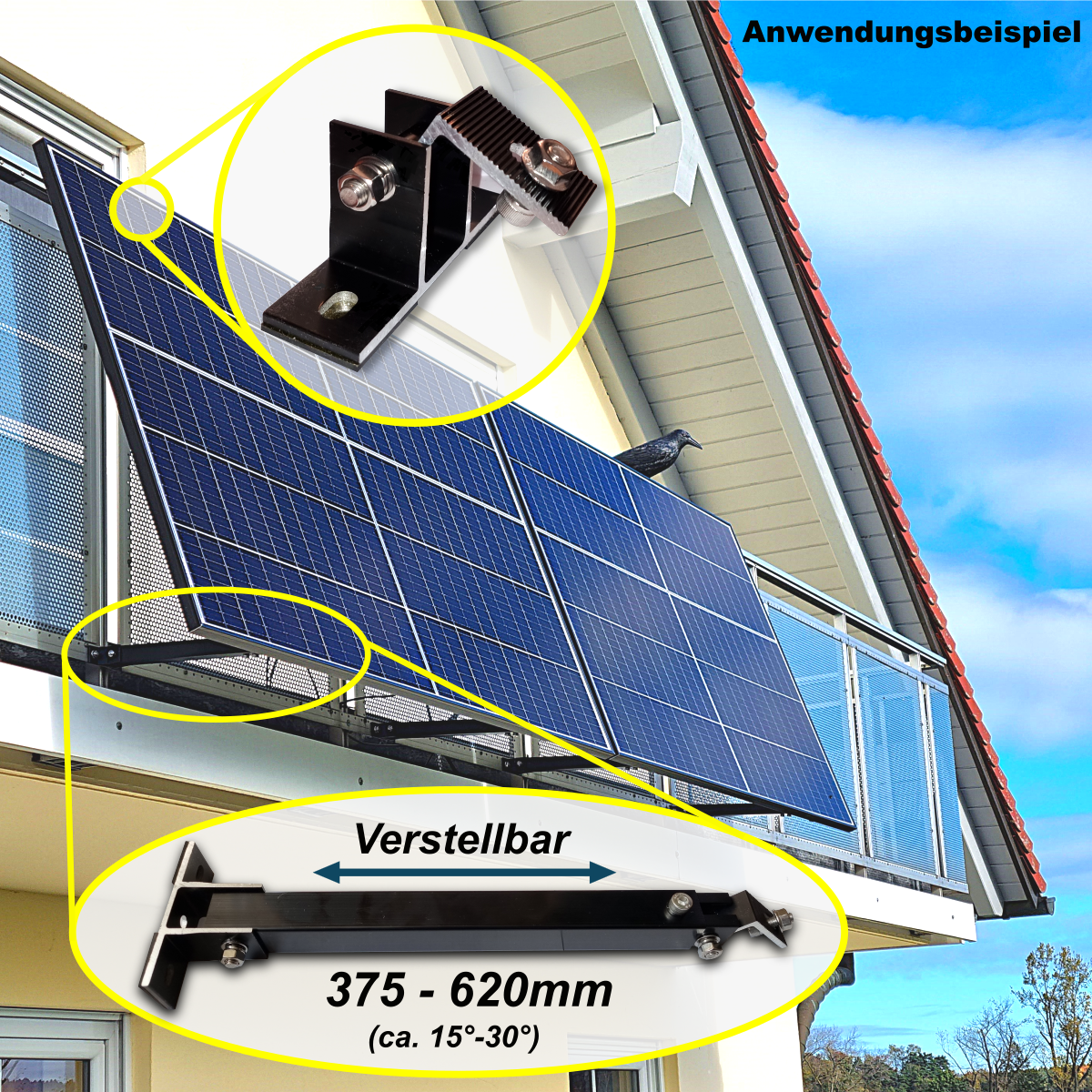 15-30° Teleskophalterung Flachdach oder Fassade