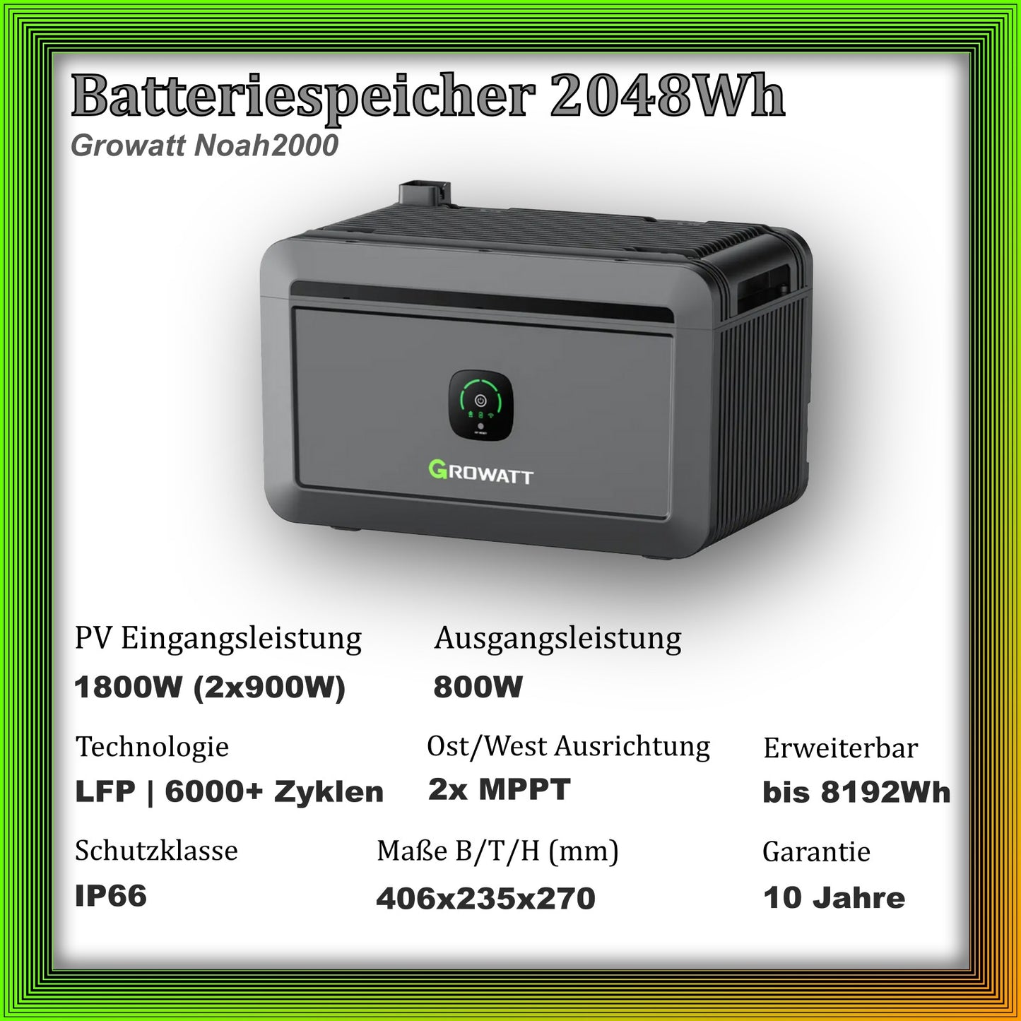 1000Wp Balkonkraftwerk mit Growatt Batteriespeicher