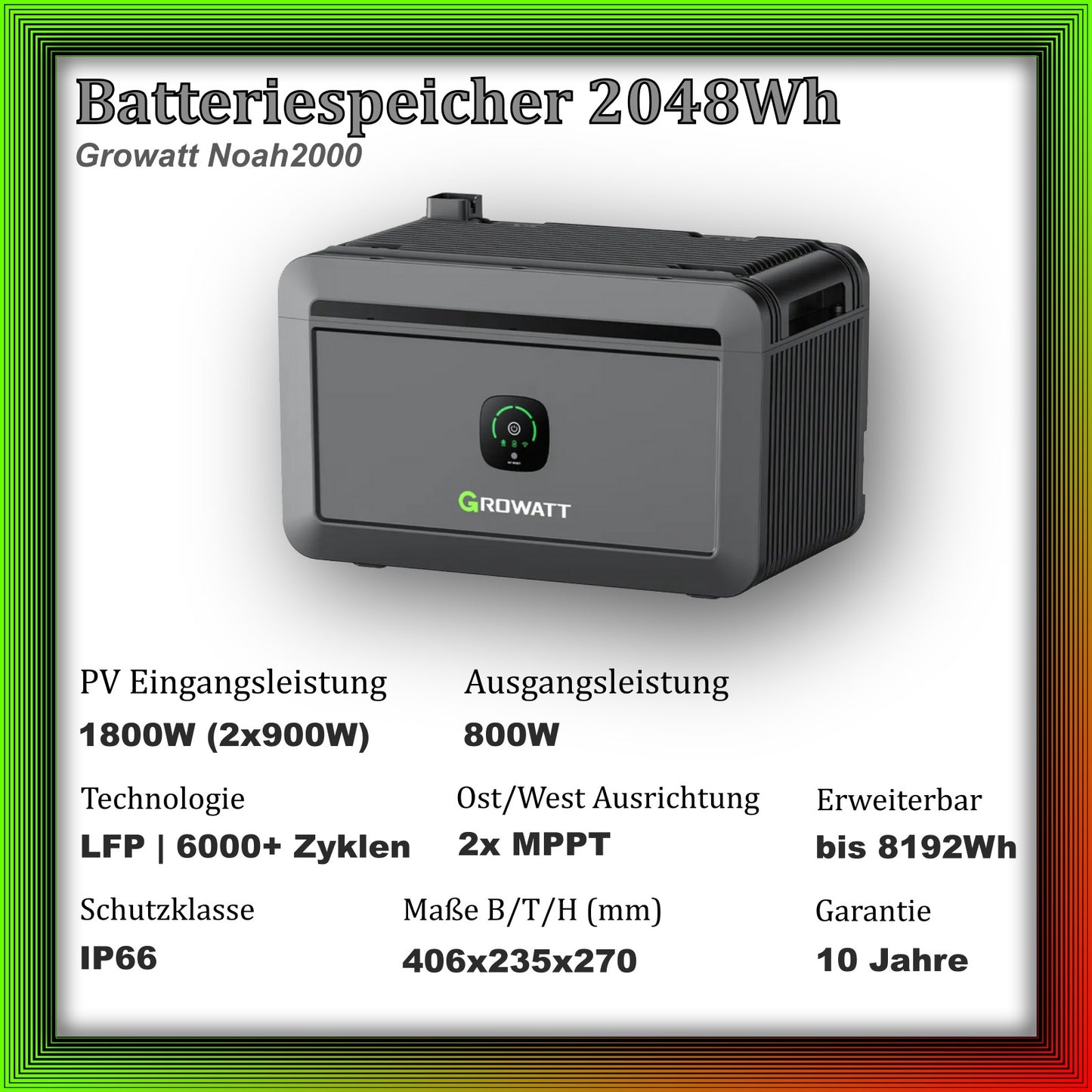 1170Wp XXL Balkonkraftwerk mit Growatt Batteriespeicher
