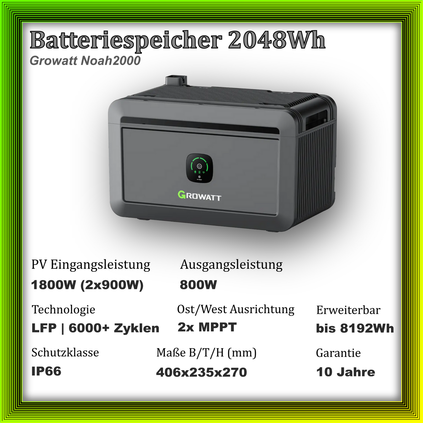 1800Wp Balkonkraftwerk mit Growatt Batteriespeicher