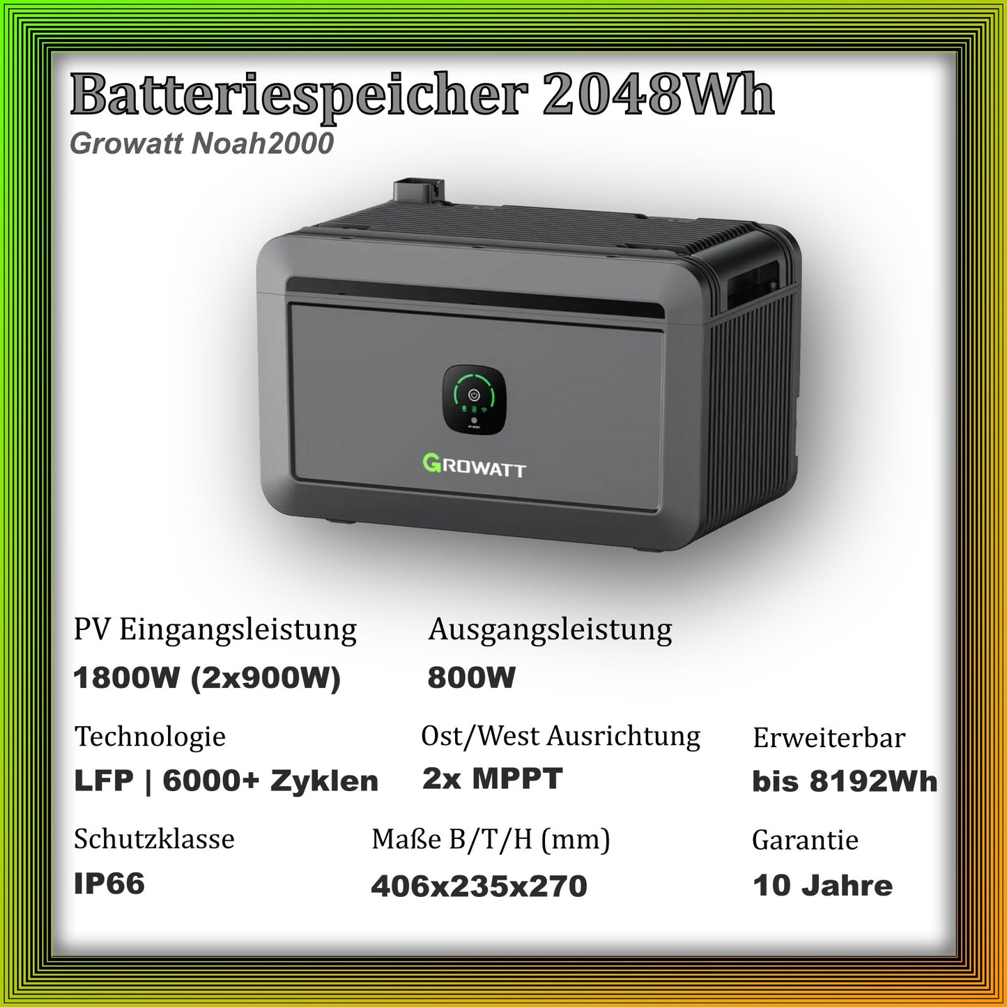 2000Wp Balkonkraftwerk mit Growatt Batteriespeicher