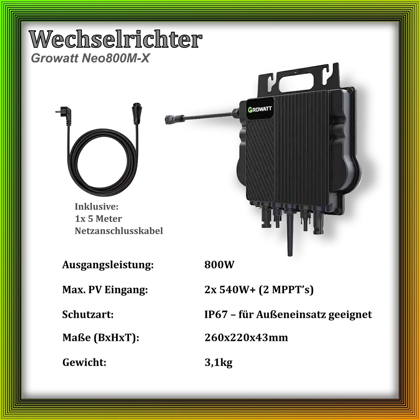 2000Wp Balkonkraftwerk mit Growatt Batteriespeicher