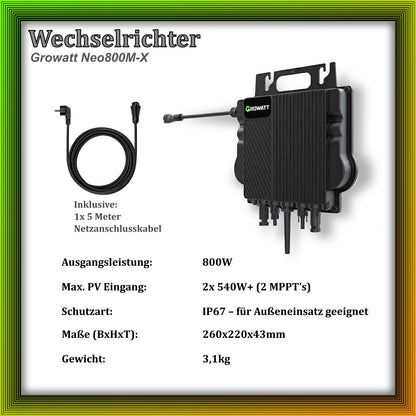 2000Wp Balkonkraftwerk mit Growatt Batteriespeicher