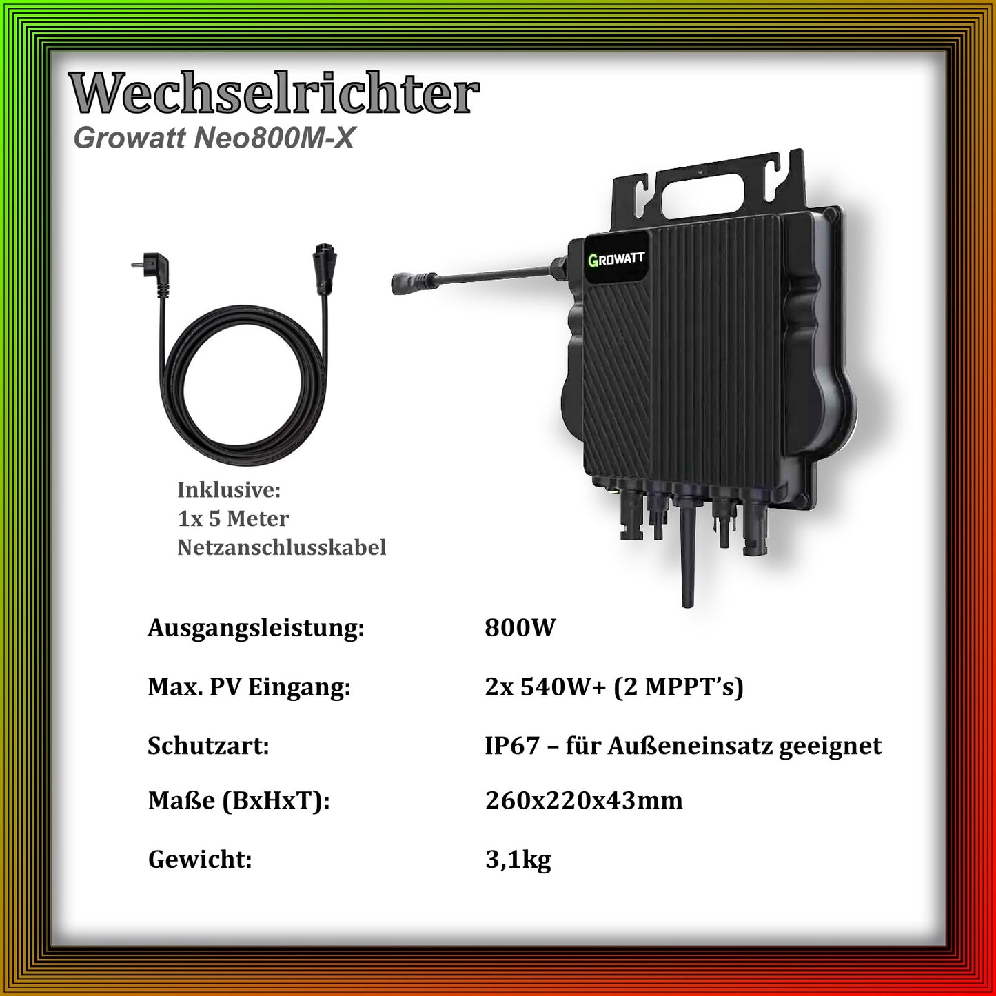 2340Wp XXL Balkonkraftwerk mit Growatt Batteriespeicher