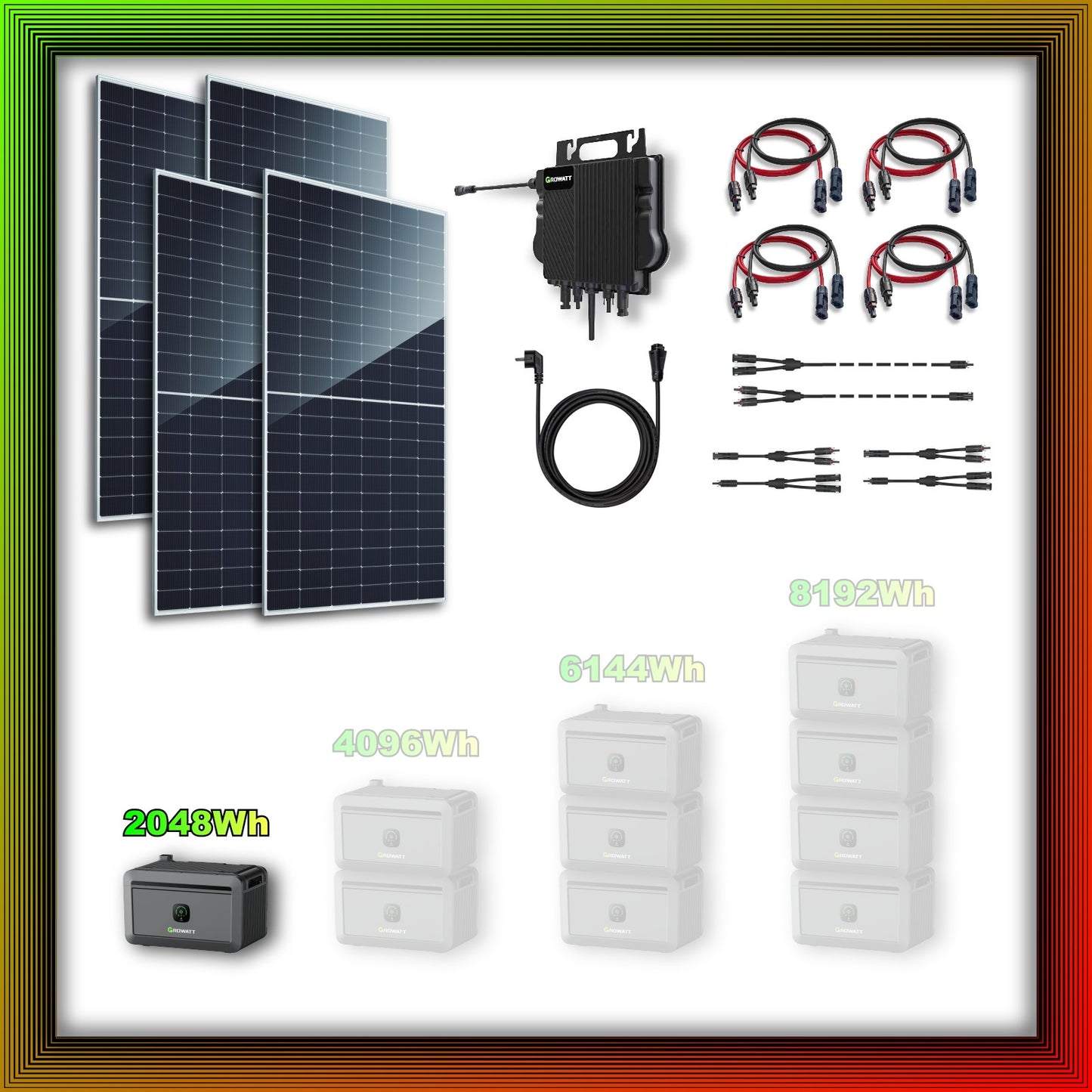 2340Wp XXL Balkonkraftwerk mit Growatt Batteriespeicher