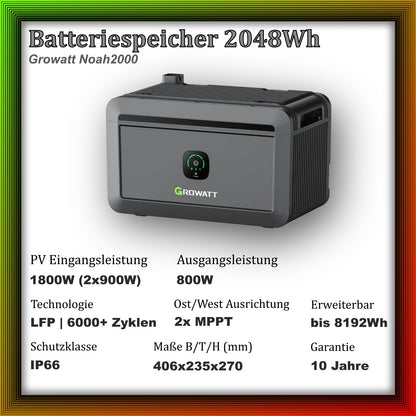 2340Wp XXL Balkonkraftwerk mit Growatt Batteriespeicher