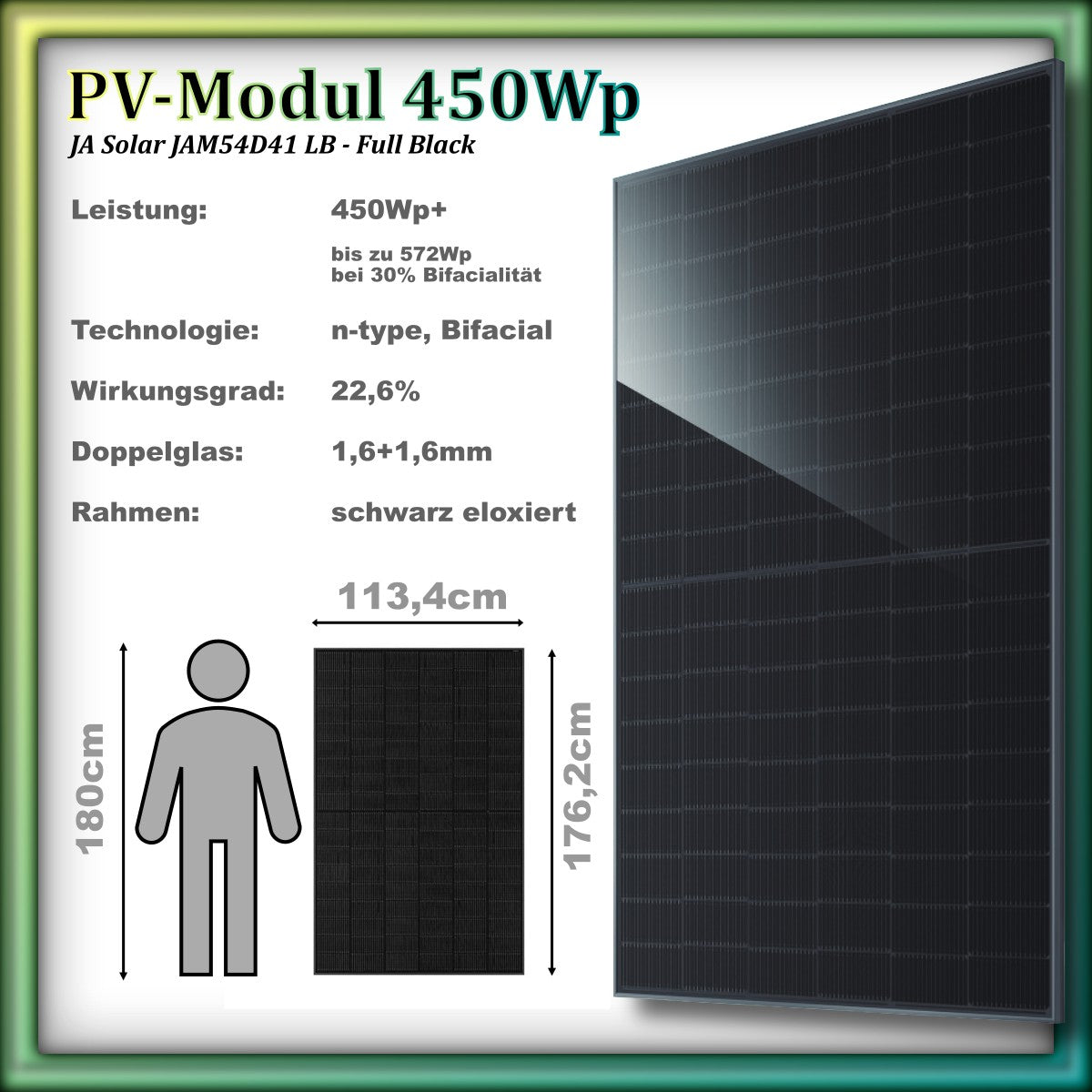 Balkonkraftwerk "Quadrant" 1800/1600 Full Black