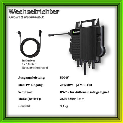 900Wp Balkonkraftwerk mit Growatt Batteriespeicher
