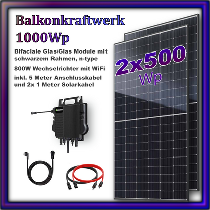 Balkonkraftwerk 1,0 Black Frame 1000Wp