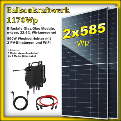 Balkonkraftwerk 1170er "GIGANTE" Silver Frame (1170Wp/800W)