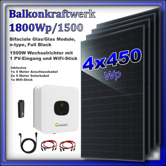 Balkonkraftwerk 1800er "Tetra" Full Black