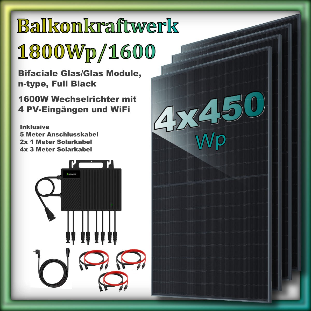 Balkonkraftwerk "Quadrant" 1800/1600 Full Black