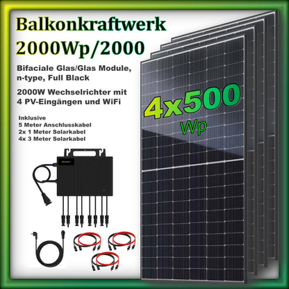 Balkonkraftwerk "Quadrant" 2000/2000 Black Frame