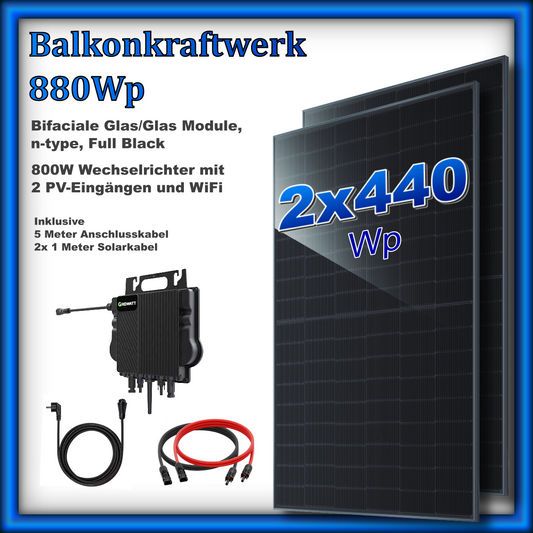 Balkonkraftwerk 880er "Duplex" Full Black Module (880Wp/800W)