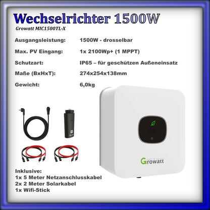 Balkonkraftwerk 1760er "Tetra" Full Black (1760Wp/1500W)