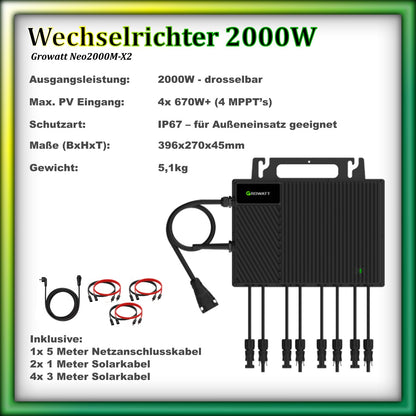 Balkonkraftwerk "Quadrant" XXL 2380/2000 Silver Frame