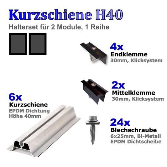 Haltersets Kurzschiene H40