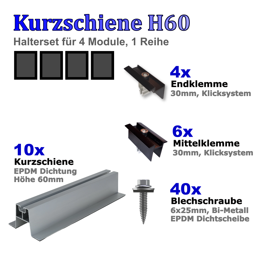 Haltersets Kurzschiene H60