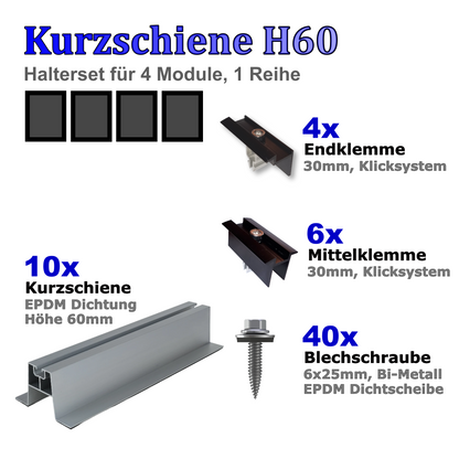 Haltersets Kurzschiene H60