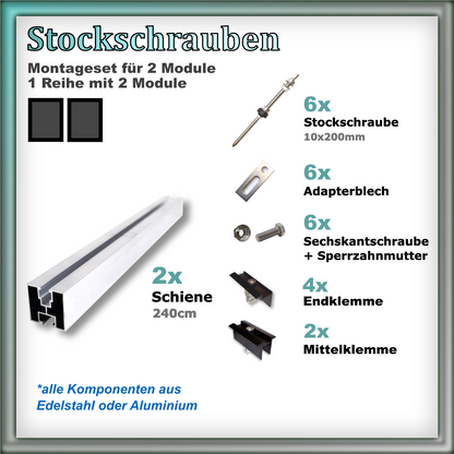 Haltersets Stockschrauben für Trapez- und Welldächer