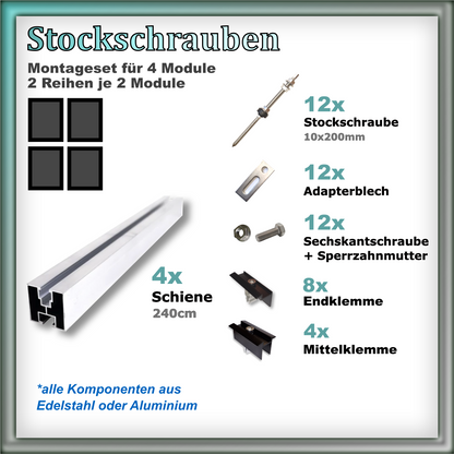Haltersets Stockschrauben für Trapez- und Welldächer