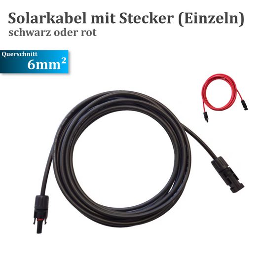 Solarkabel 6mm² mit Stecker (Einzeln) 1-30 Meter