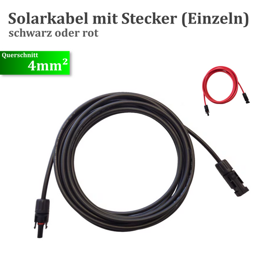 Solarkabel 4mm² mit Stecker (Einzeln)