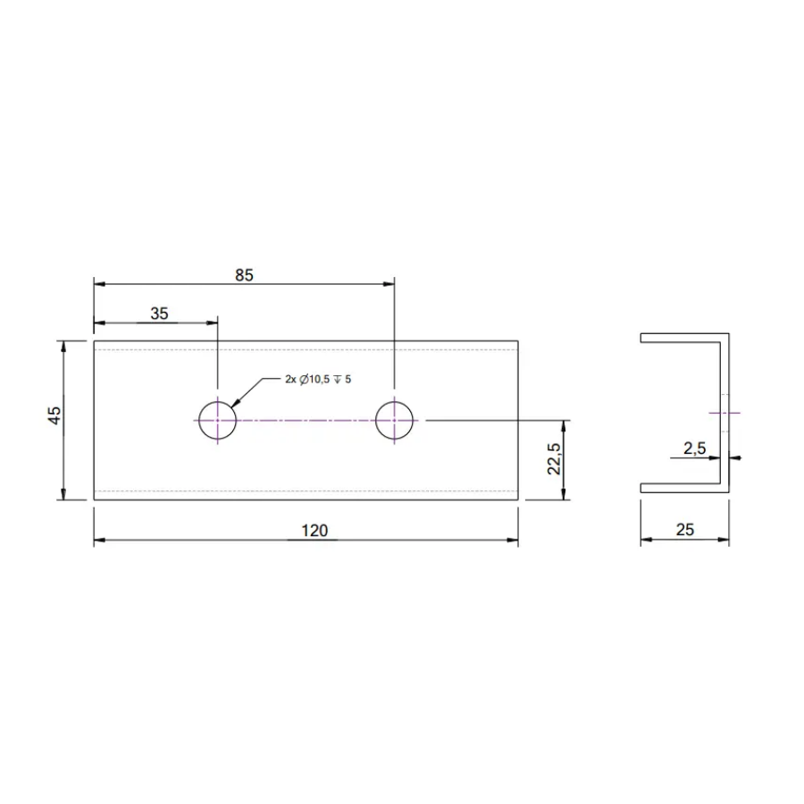 Schienenverbinder silber, für 40mm Schiene, 120 oder 200mm