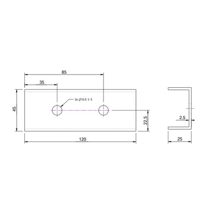 Schienenverbinder silber, für 40mm Schiene, 120 oder 200mm